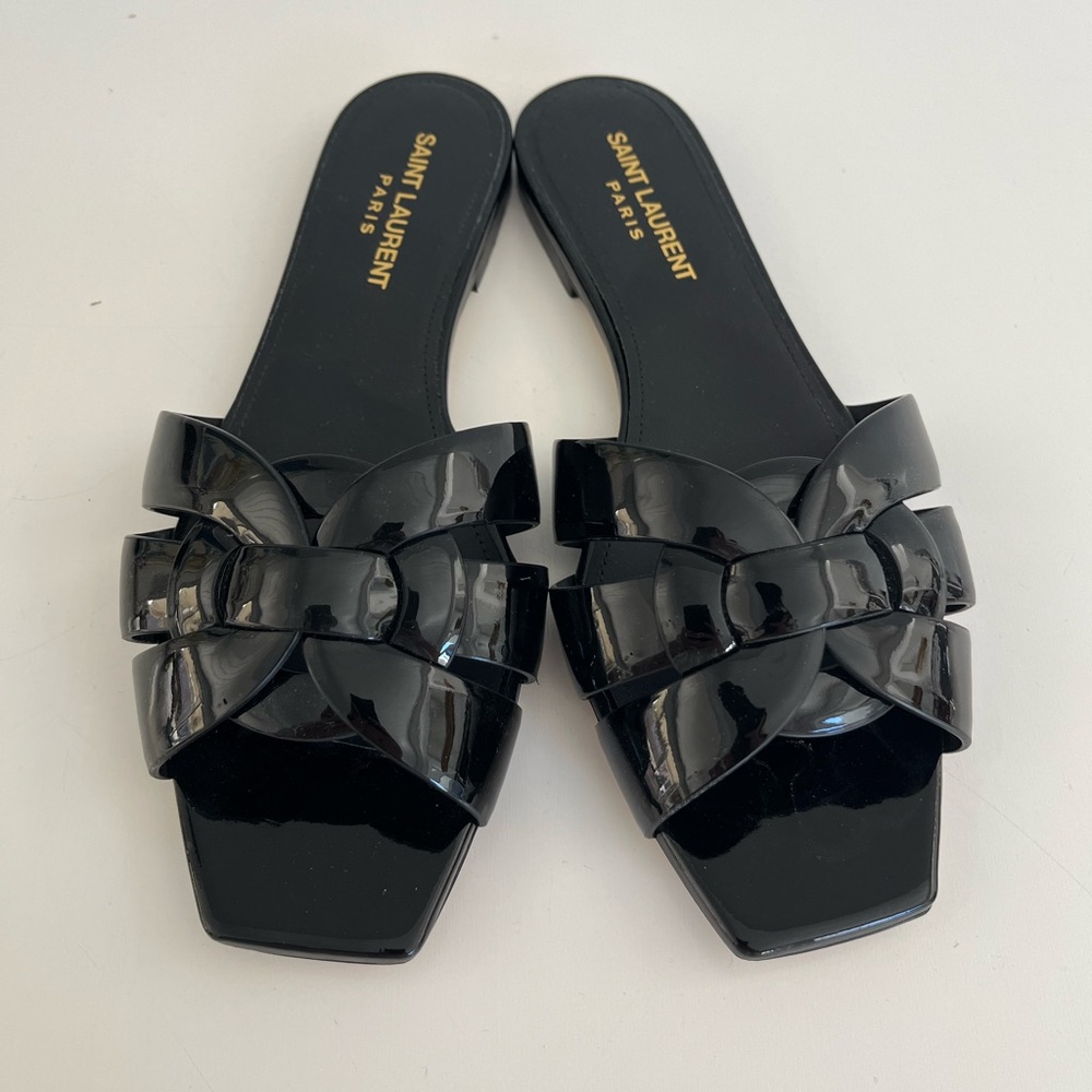 Auth SAINT LAURENT Patent Leather Sandals - Picture 1 of 8